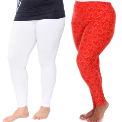 Plus Size White Mark 2-Pack Leggings -Adidas shop 5218580 White Red Heart