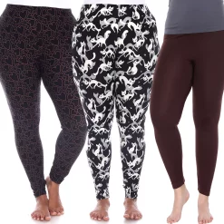 Plus Size White Mark 3-Pack Leggings -Adidas shop 5218581 Brown Black Print