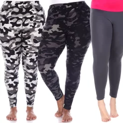 Plus Size White Mark 3-Pack Leggings -Adidas shop 5218581 Charcoal Army