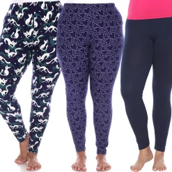 Plus Size White Mark 3-Pack Leggings -Adidas shop 5218581 Navy Mix Print