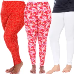 Plus Size White Mark 3-Pack Leggings -Adidas shop 5218581 Red Pink White Hearts