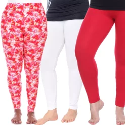 Plus Size White Mark 3-Pack Leggings -Adidas shop 5218581 Red White Heart