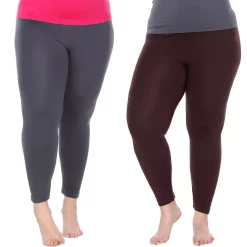 Plus Size White Mark 2-Pack Leggings -Adidas shop 5218582 Brown Charcoal