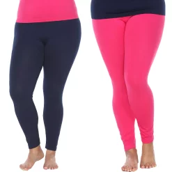 Plus Size White Mark 2-Pack Leggings -Adidas shop 5218582 Fuchsia Navy