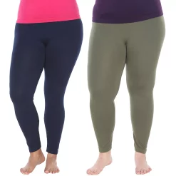 Plus Size White Mark 2-Pack Leggings -Adidas shop 5218582 Navy Olive
