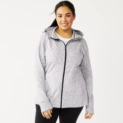 Plus Size Tek Gear® Essential Hooded Jacket -Adidas shop 5227131 White Black