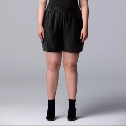 Plus Size Simply Vera Vera Wang High-Waisted Soft Shorts -Adidas shop 5236307 Vera Black