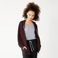 Juniors' SO® Oversized Zip-Up Hoodie -Adidas shop 5236393 Layla Plum