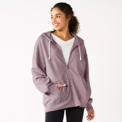 Juniors' SO® Oversized Zip-Up Hoodie -Adidas shop 5236393 Muted Plum