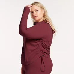 Plus Size FLX Affirmation Hooded Mockneck Top 7 Plus Size FLX Affirmation Hooded Mockneck Top -Adidas shop 5236788 Plum Pie
