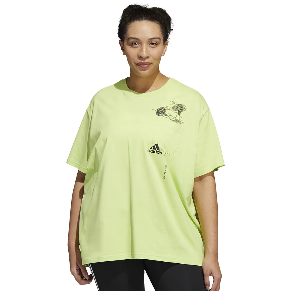 Plus Size adidas Floral International Women's Day Pocket Tee 4 Plus Size adidas Floral International Women's Day Pocket Tee - Image 2