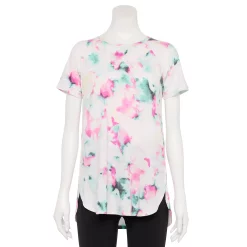 Petite Tek Gear® High Slit Tunic Tee -Adidas shop 5240647 Aqua Multi Dye