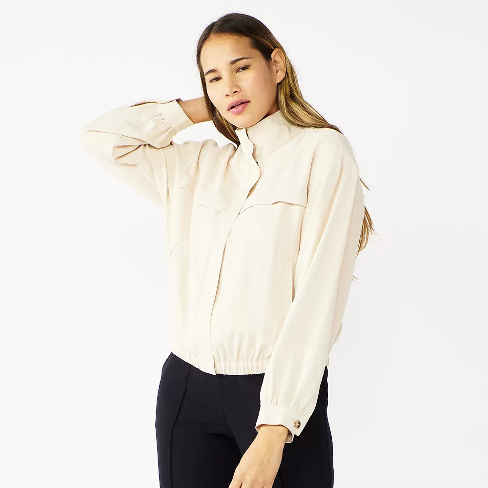 Petite Nine West Draped Bomber Jacket 4 Petite Nine West Draped Bomber Jacket - Image 2