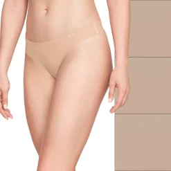 Women's Under Armour 3-pack Pure Stretch Thong Panty -Adidas shop 5243961 Beige