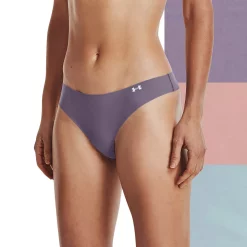 Women's Under Armour 3-pack Pure Stretch Thong Panty -Adidas shop 5243961 Club Purple