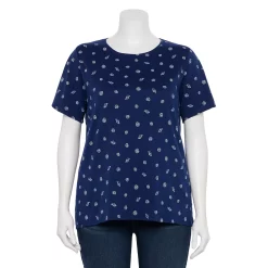 Plus Size Croft & Barrow® Essential Crewneck Tee -Adidas shop 5252564 Navy White Shells