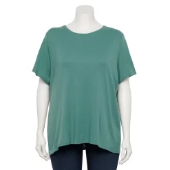 Plus Size Croft & Barrow® Essential Crewneck Tee -Adidas shop 5252564 Sagebrush Green