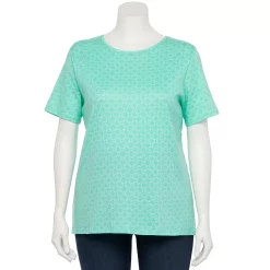 Plus Size Croft & Barrow® Essential Crewneck Tee -Adidas shop 5252564 Teal Geo