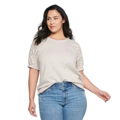 Plus Size Sonoma Goods For Life® Short Volume Sleeve Sweatshirt -Adidas shop 5254781 Light Grey Tan