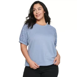 Plus Size Sonoma Goods For Life® Short Volume Sleeve Sweatshirt -Adidas shop 5254781 Washed Blue
