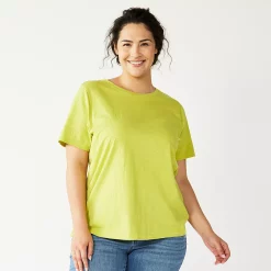 Plus Size Sonoma Goods For Life® Everyday Crewneck Tee -Adidas shop 5259072 Yellow Green