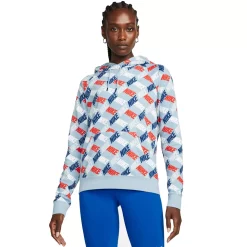 Women's Nike Sportswear Essentials Printed Hoodie -Adidas shop 5267092 Border Blue