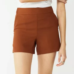 Women's Nine West Mid-Rise Pull-On Soft Shorts -Adidas shop 5280255 Cocoa Loco