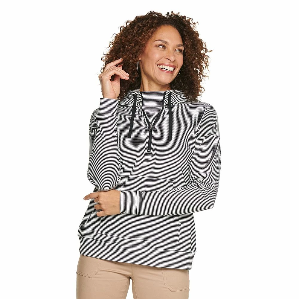 Petite Croft & Barrow® 1/2-Zip Panel Athleisure Hoodie 4 Petite Croft & Barrow® 1/2-Zip Panel Athleisure Hoodie - Image 2