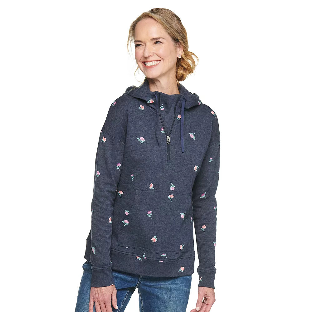 Petite Croft & Barrow® 1/2-Zip Panel Athleisure Hoodie 6 Petite Croft & Barrow® 1/2-Zip Panel Athleisure Hoodie - Image 4