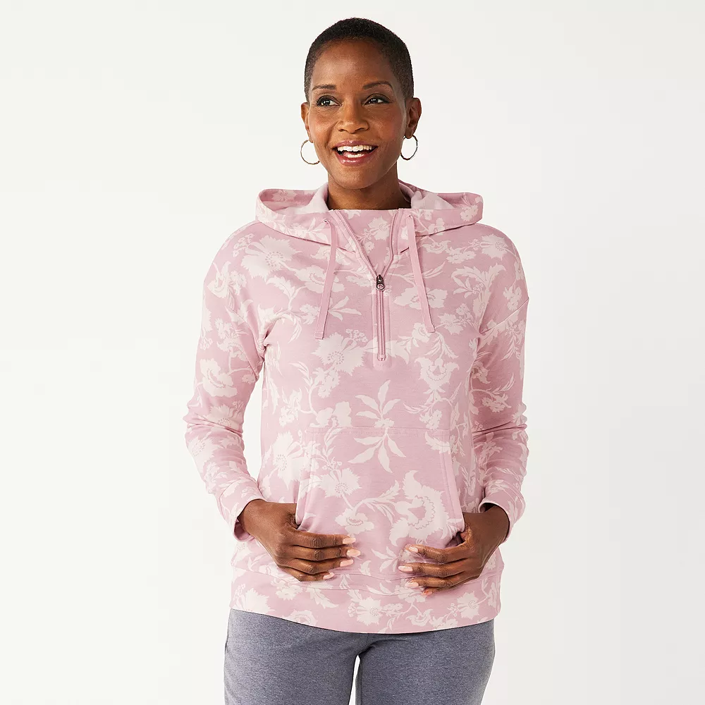 Petite Croft & Barrow® 1/2-Zip Panel Athleisure Hoodie 7 Petite Croft & Barrow® 1/2-Zip Panel Athleisure Hoodie - Image 5