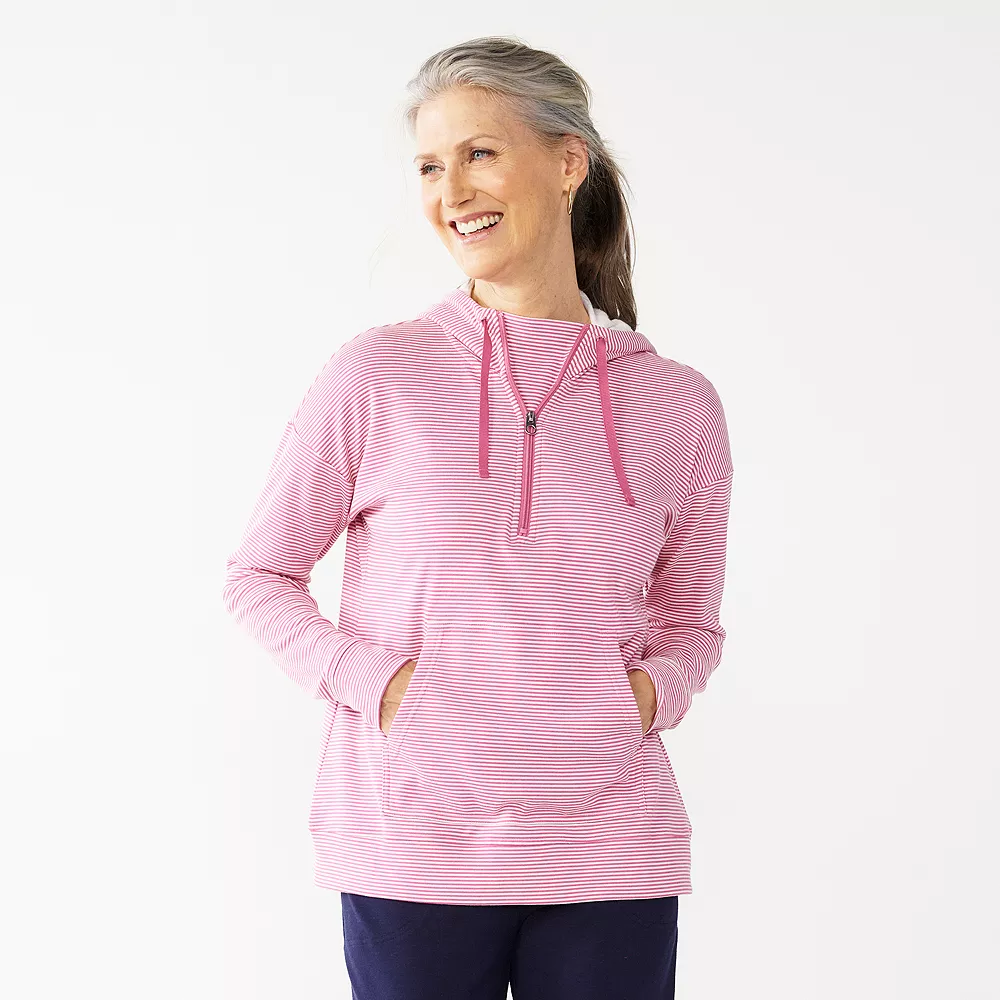 Petite Croft & Barrow® 1/2-Zip Panel Athleisure Hoodie 3 Petite Croft & Barrow® 1/2-Zip Panel Athleisure Hoodie
