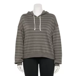 Juniors' Plus Size SO® Cropped Hoodie -Adidas shop 5304659 Gray Stripe