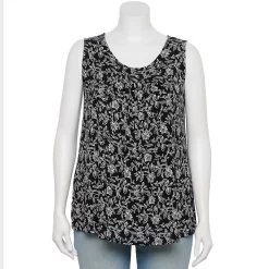 Plus Size Women's Croft & Barrow® Pleated Tank -Adidas shop 5359290 Black Foliage