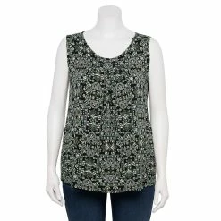 Plus Size Women's Croft & Barrow® Pleated Tank -Adidas shop 5359290 Black Medallion
