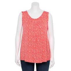 Plus Size Women's Croft & Barrow® Pleated Tank -Adidas shop 5359290 Coral Leaves