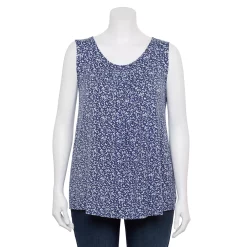 Plus Size Women's Croft & Barrow® Pleated Tank -Adidas shop 5359290 Navy Leaves