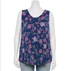 Plus Size Women's Croft & Barrow® Pleated Tank -Adidas shop 5359290 Navy Pink Floral