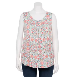 Plus Size Women's Croft & Barrow® Pleated Tank -Adidas shop 5359290 Peach Medallion