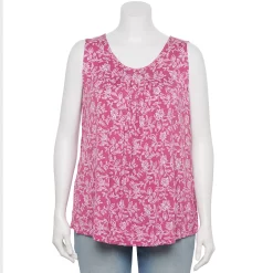 Plus Size Women's Croft & Barrow® Pleated Tank -Adidas shop 5359290 Pink Foliage