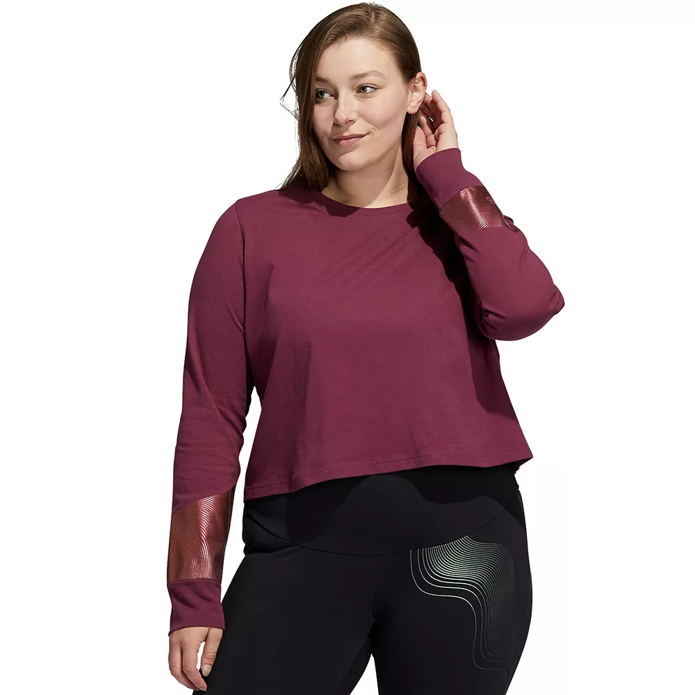 Plus Size adidas Holiday Shine Graphic Crop Top 4 Plus Size adidas Holiday Shine Graphic Crop Top - Image 2