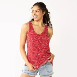 Juniors' SO® Relaxed Scoopneck Tank Top -Adidas shop 5473988 Red Floral