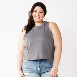 Juniors' Plus Size SO® Muscle Tank 17 Juniors' Plus Size SO® Muscle Tank -Adidas shop 5474344 Gray Haze