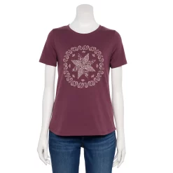 Women's Sonoma Goods For Life® Short Sleeve Graphic Tee -Adidas shop 5480871 Plum Quilt Graphic