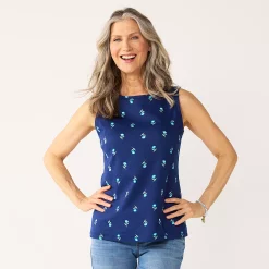 Women's Croft & Barrow® Essential Tank -Adidas shop 5491698 Teal Folk Floral