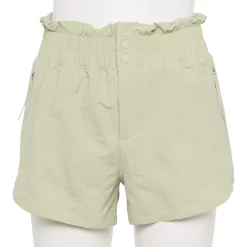 Women's FLX High-Waisted Paperbag-Waist Shorts -Adidas shop 5494541 Mint Crackle