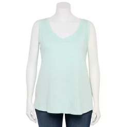 Plus Size Sonoma Goods For Life® V-Neck Swing Tank -Adidas shop 5497118 Bias Blue