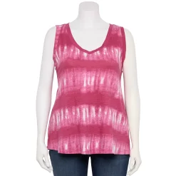 Plus Size Sonoma Goods For Life® V-Neck Swing Tank -Adidas shop 5497118 Magenta Stripe