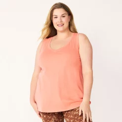 Plus Size Sonoma Goods For Life® V-Neck Swing Tank -Adidas shop 5497118 Natural Coral