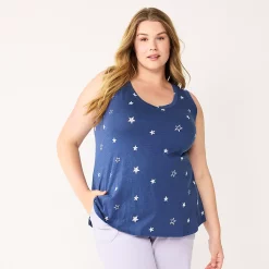 Plus Size Sonoma Goods For Life® V-Neck Swing Tank -Adidas shop 5497118 Navy Stars