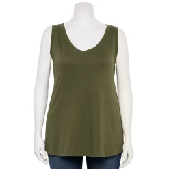 Plus Size Sonoma Goods For Life® V-Neck Swing Tank -Adidas shop 5497118 Olive Night